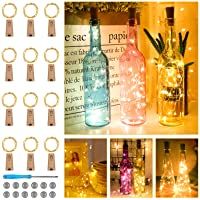 Luz de Botella- Nasharia Luz Corcho- Botellas de Vino Luces 2m 20 LED a Pilas Decorativas Alambre Plata Luz- Luces de…